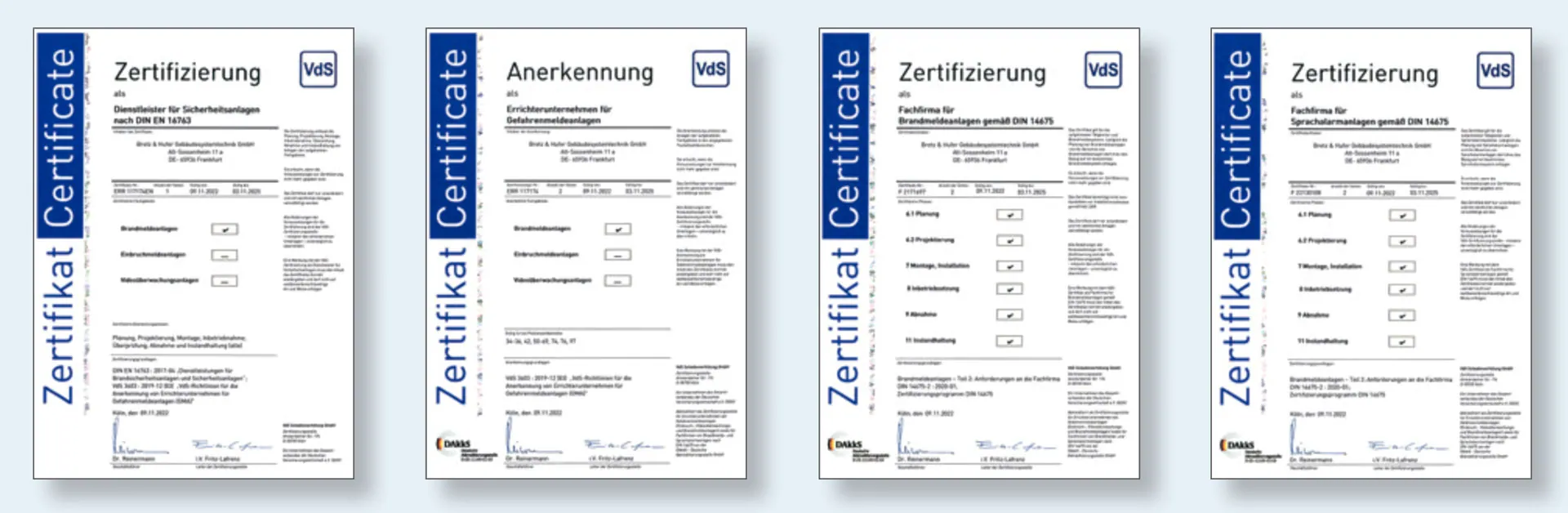 Bretz & Hufer | Zertifizierungen